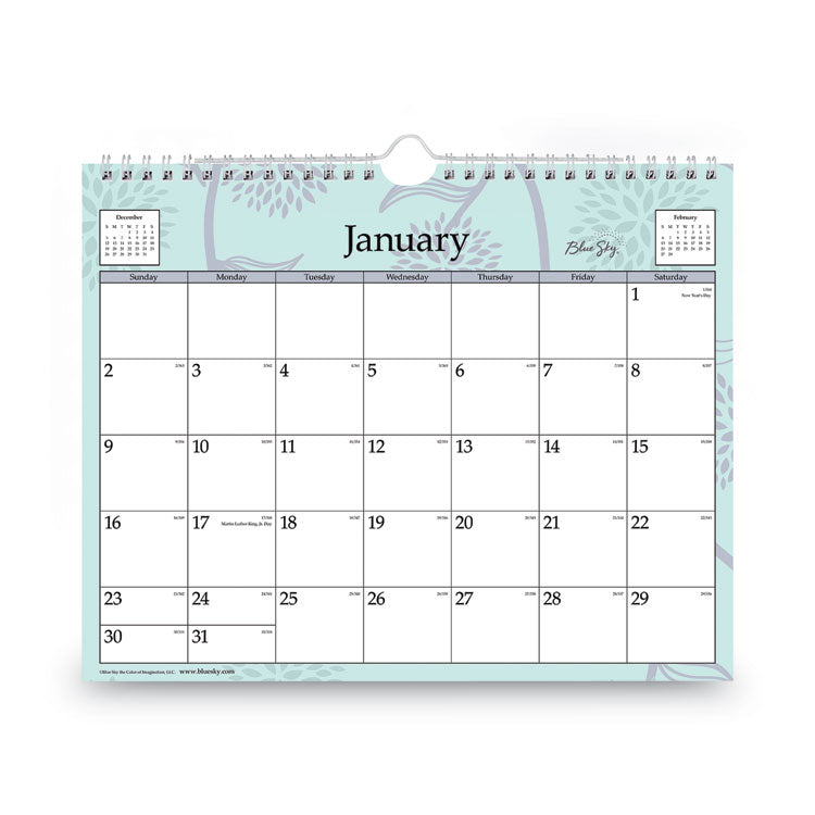 Rue Du Flore Wall Calendar, Floral Artwork, 11 x 8.75, White/Jade/Lavender Sheets, 12-Month (Jan to Dec): 2026