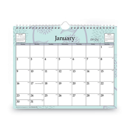 Rue Du Flore Wall Calendar, Floral Artwork, 11 x 8.75, White/Jade/Lavender Sheets, 12-Month (Jan to Dec): 2026