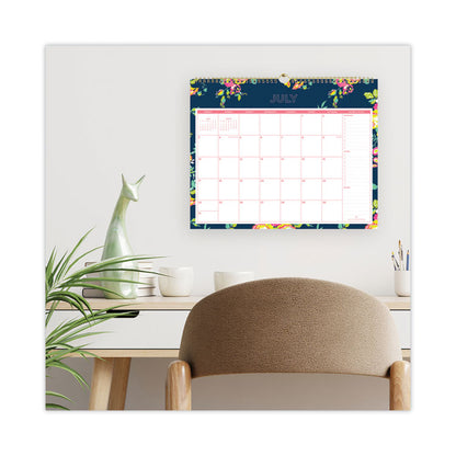 Day Designer Peyton Academic Wall Calendar, Floral Artwork, 15 x 12, White/Navy Sheets, 12-Month (July to June): 2025 to 2026