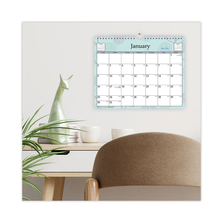 Rue Du Flore Wall Calendar, Floral Artwork, 11 x 8.75, White/Jade/Lavender Sheets, 12-Month (Jan to Dec): 2026