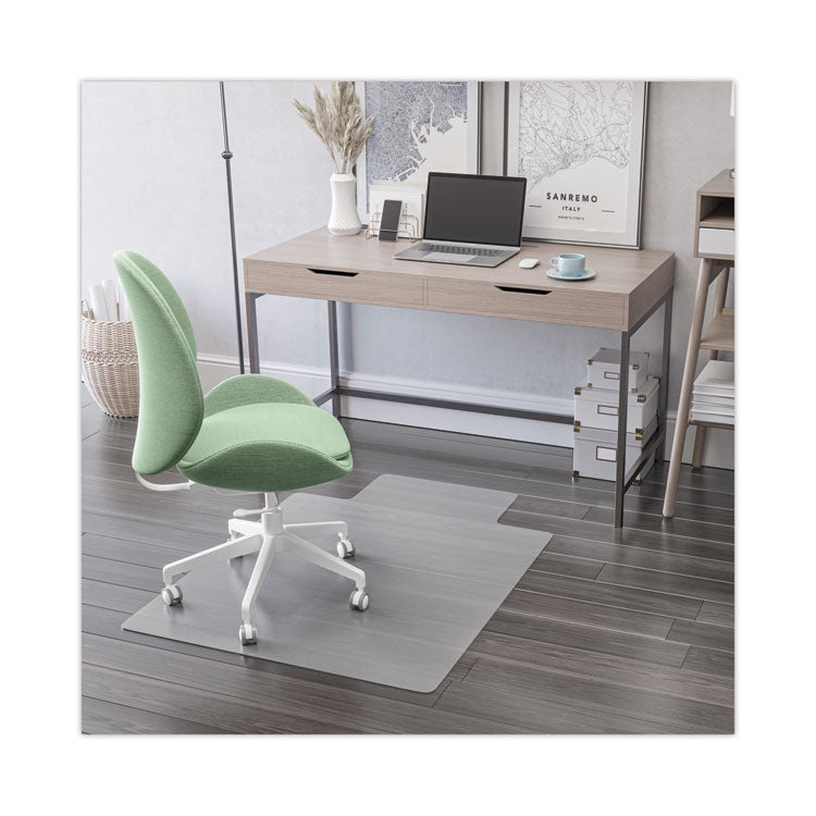 EconoMat Non-Studded All Day Use Chair Mat for Hard Floors, Rectangular with Lip, 46" x 60", Clear, Ships Flat