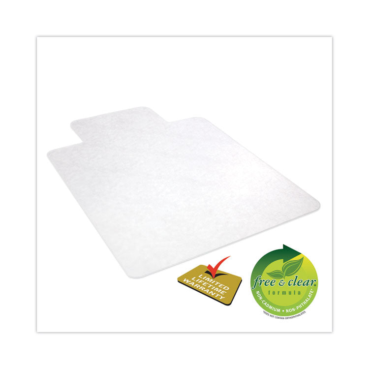 EconoMat Non-Studded All Day Use Chair Mat for Hard Floors, Rectangular with Lip, 46" x 60", Clear, Ships Flat