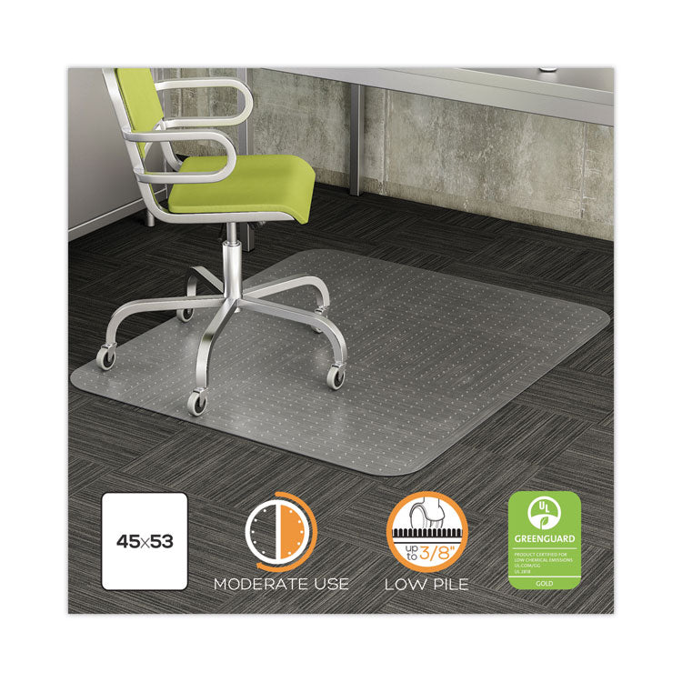 DuraMat Moderate Use Chair Mat for Low Pile Carpeted Floors, Rectangular, Beveled Edges, 45" x 53", Clear, Ships Flat