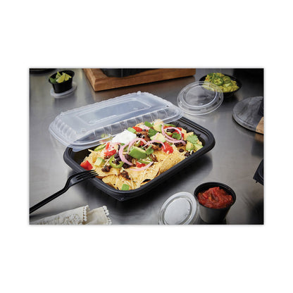 EarthChoice Entree2Go Takeout Container, 48 oz, 11.8 x 8.8 x 1.61, Black, Plastic, 200/Carton