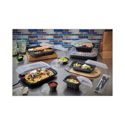 EarthChoice Entree2Go Takeout Container, 64 oz, 11.8 x 8.8 x 2.1, Black, Plastic, 200/Carton