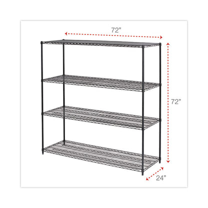 BA Plus Wire Shelving Kit, Four-Shelf, 72w x 24d x 72h, Black Anthracite Plus