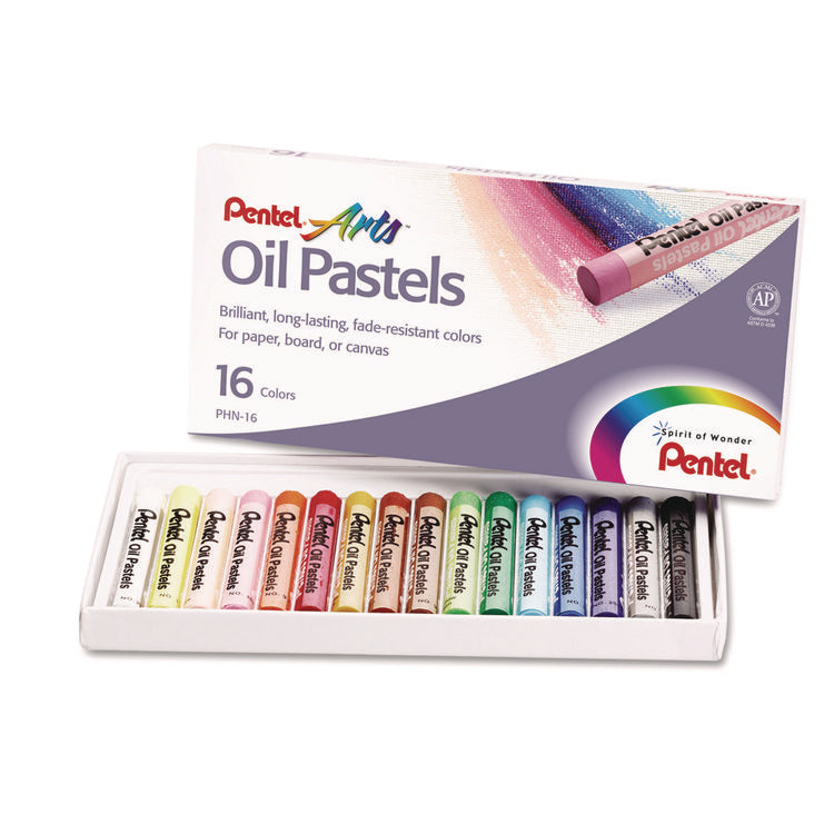 Oil Pastel Set With Carrying Case, 16 Assorted Colors, 0.38" dia x 2.38", 16/Pack