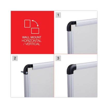 Modern Melamine Dry Erase Board with Aluminum Frame, 48" x 36", White Surface, Satin Aluminum Frame