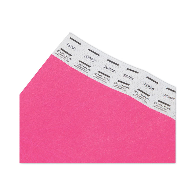Crowd Management Wristbands, Sequentially Numbered, 9.75" x 0.75", Neon Pink, 500/Pack