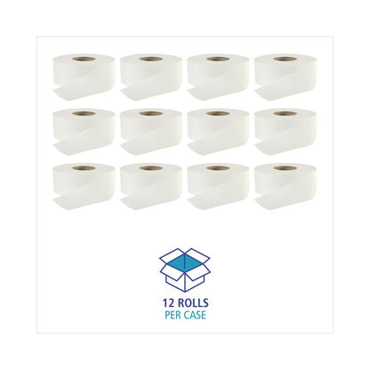 Jumbo Roll Bathroom Tissue, Septic Safe, 2-Ply, 3.2" x 525 ft, White, 12 Rolls/Carton