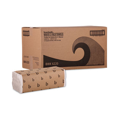 Boardwalk White 1-Ply C-Fold Paper Towels - 1-Ply, 11.44 x 10, Bleached White, 200 Sheets/Pack, 12 Packs/Carton, 72 Cartons/Pallet
