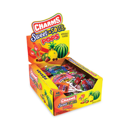 Sweet and Sour Pop, Assorted Flavors, 0.63 oz Individually Wrapped, 48/Carton