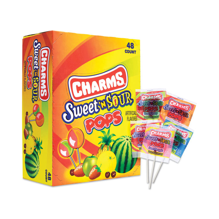 Sweet and Sour Pop, Assorted Flavors, 0.63 oz Individually Wrapped, 48/Carton