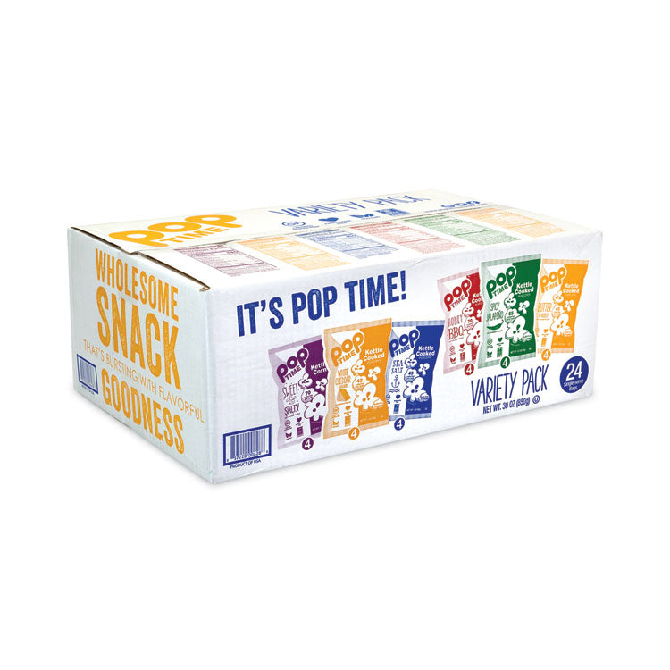 Kettle Cooked Popcorn Variety Pack, Assorted Flavors, 1 oz Bag, 24/Carton