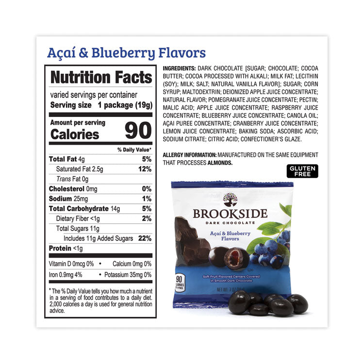 Dark Chocolate Fruit, Acai Blueberry and Pomegranate, 30 Pouches/Carton