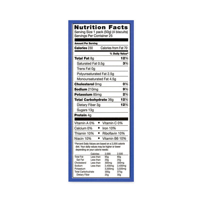 belVita Breakfast Biscuits, Blueberry, 1.76 oz Pack, 25 Packs/Carton