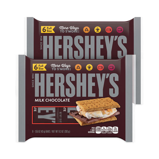 Milk Chocolate Bar, 1.55 oz Bar, 6 Bars/Pack, 2 Packs/Box