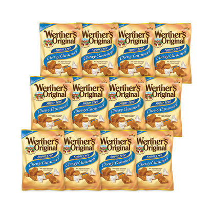 Sugar Free Chewy Caramel Candy, 1.46 oz Bag, 12 Bags/Carton