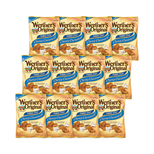 Sugar Free Chewy Caramel Candy, 1.46 oz Bag, 12 Bags/Carton