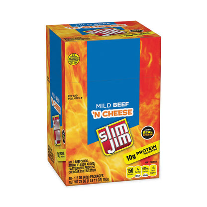 Beef and Cheese Meat Sticks, 1.5 oz Pack, 18/Carton