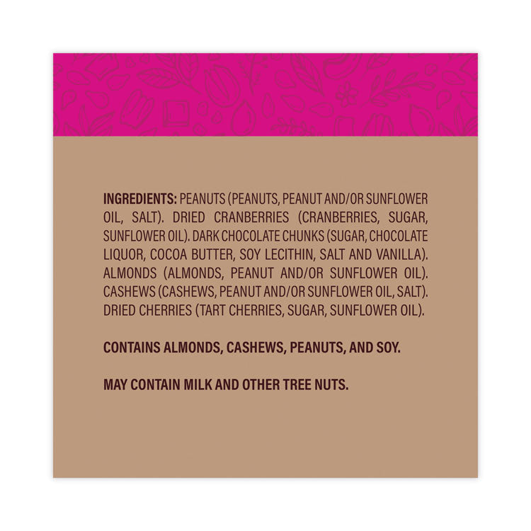 Wholesome Medley Trail Mix, 1.5 oz Bag, 16 Bags/Carton