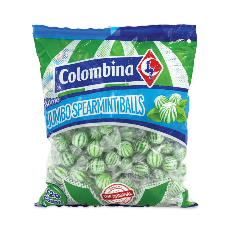 Jumbo Spearmint Balls, 0.04 oz Individually Wrapped, 120 Balls/Bag, 1 Bag/Carton
