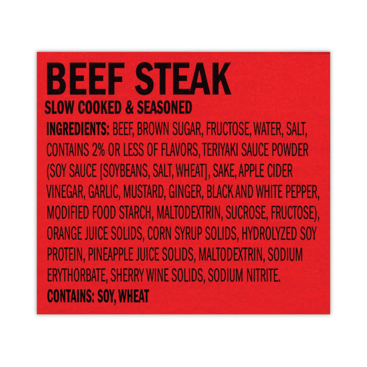 Jumbo Teriyaki Beek Steak, 2 oz Pack, 12/Box