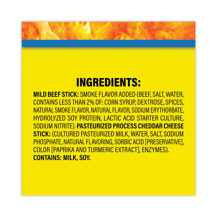 Beef and Cheese Meat Sticks, 1.5 oz Pack, 18/Carton