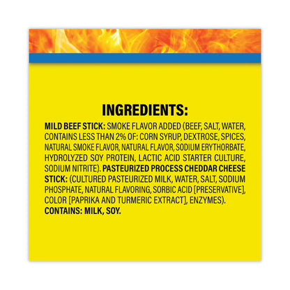 Beef and Cheese Meat Sticks, 1.5 oz Pack, 18/Carton