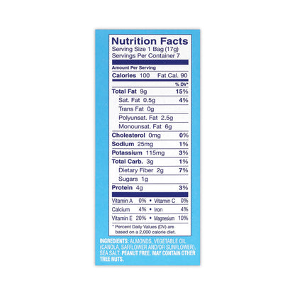 Low Sodium Lightly Salted Almonds, 1.5 oz Bag, 42 Bags/Carton