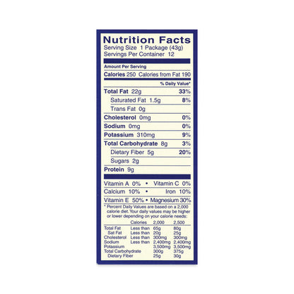 Whole Natural Almonds, 1.5 oz Bag, 12 Bags/Carton
