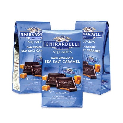 Dark and Sea Salt Caramel Chocolate Squares, 5.32 oz Bag, 3/Pack
