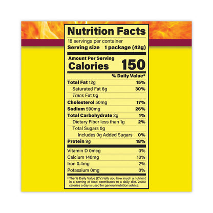 Pepperoni and Cheese Meat Sticks, 1.5 oz, 18/Carton