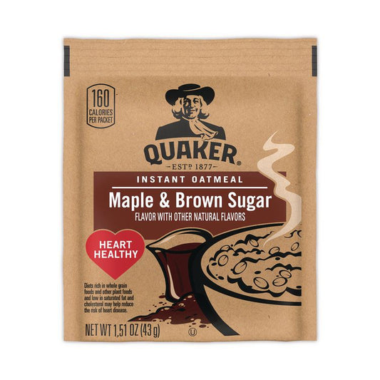 Instant Oatmeal, Maple and Brown Sugar, 1.51 oz Packet, 40/Carton