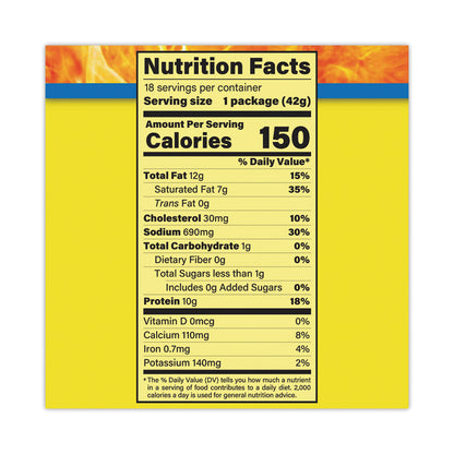 Beef and Cheese Meat Sticks, 1.5 oz Pack, 18/Carton