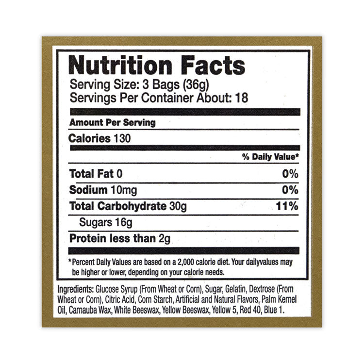Goldbears Gummi Candy, 0.4 oz Pouches, Lemon, Orange, Pineapple, Rasberry, Strawberry, 54/Carton