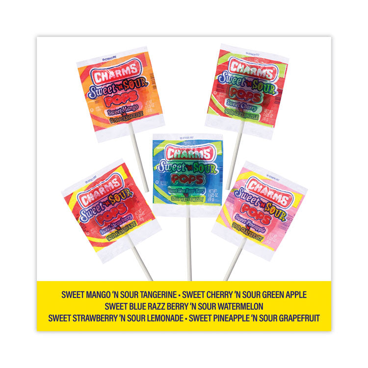 Sweet and Sour Pop, Assorted Flavors, 0.63 oz Individually Wrapped, 48/Carton