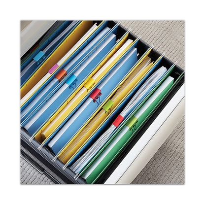 Emoji Themed Binder Clips with Storage Tub, Medium, Assorted Colors, 42/Pack