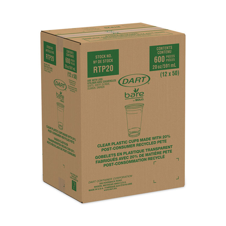 Bare Eco-Forward RPET Cold Cups, ProPlanet Seal, 20 oz, Plastic, Leaf Design, 50/Pack, 12 Packs/Carton