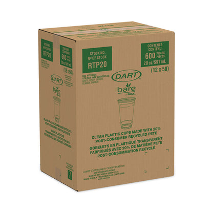 Bare Eco-Forward RPET Cold Cups, ProPlanet Seal, 20 oz, Plastic, Leaf Design, 50/Pack, 12 Packs/Carton