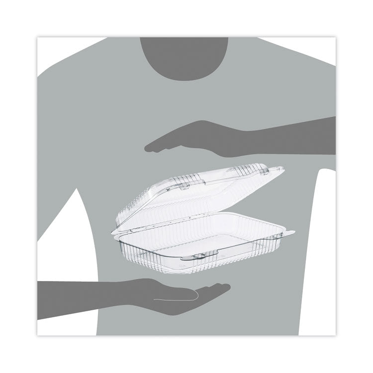 StayLock Clear Hinged Lid Containers, 6.8 x 9.4 x 2.1, Clear, Plastic, 125/Pack, 2 Packs/Carton