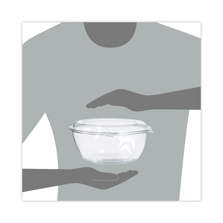 SafeSeal Tamper-Resistant, Tamper-Evident Bowls with Dome Lid, 64 oz, 8.9" Diameter x 4" h, Clear, Plastic, 100/Carton