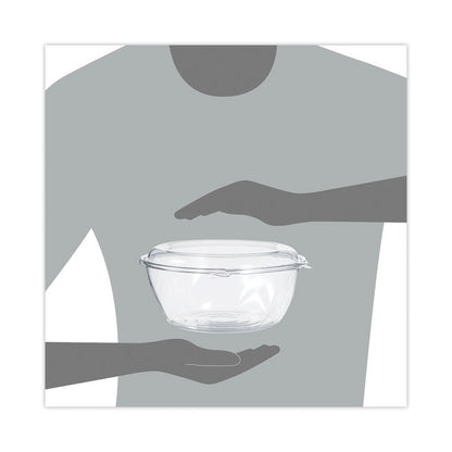SafeSeal Tamper-Resistant, Tamper-Evident Bowls with Dome Lid, 64 oz, 8.9" Diameter x 4" h, Clear, Plastic, 100/Carton