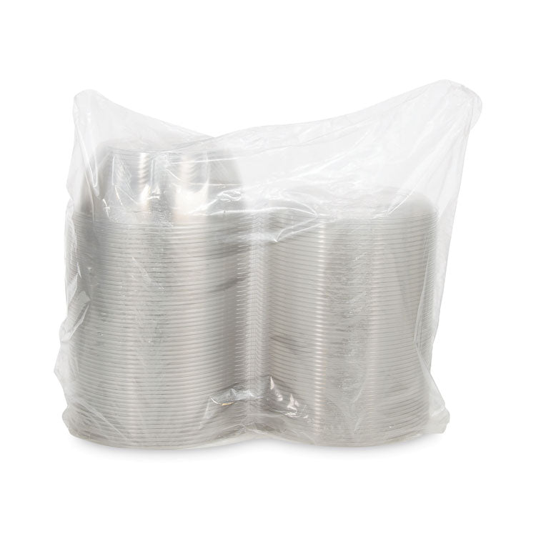 SafeSeal Tamper-Resistant, Tamper-Evident Bowls with Dome Lid, 64 oz, 8.9" Diameter x 4" h, Clear, Plastic, 100/Carton