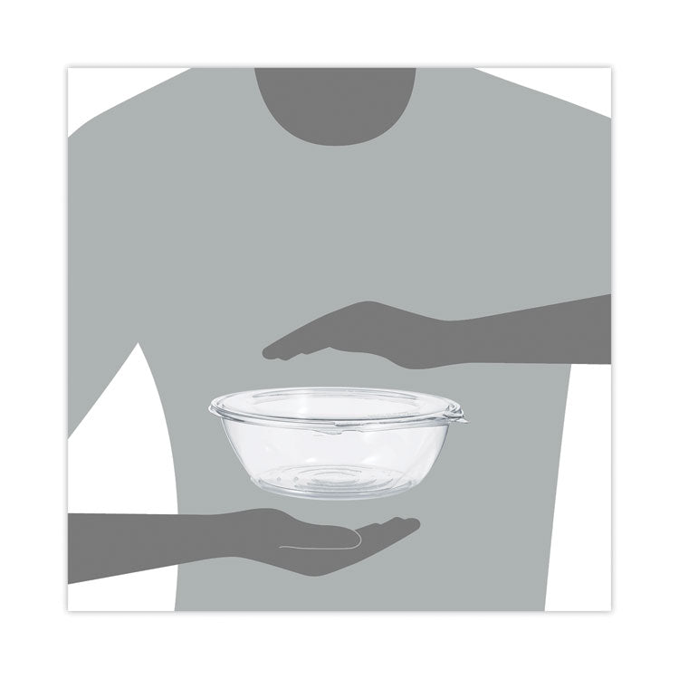 SafeSeal Tamper-Resistant, Tamper-Evident Bowls with Flat Lid, 48 oz, 8.9" Diameter x 2.8" h, Clear, Plastic, 100/Carton
