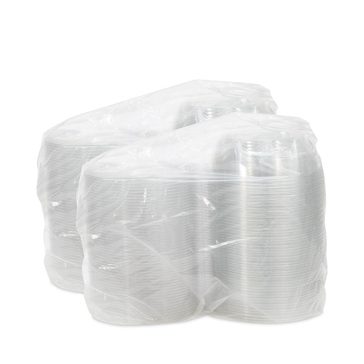 SafeSeal Tamper-Resistant, Tamper-Evident Bowls with Flat Lid, 48 oz, 8.9" Diameter x 2.8" h, Clear, Plastic, 100/Carton
