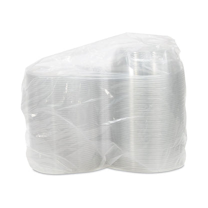 SafeSeal Tamper-Resistant, Tamper-Evident Bowls with Flat Lid, 48 oz, 8.9" Diameter x 2.8" h, Clear, Plastic, 100/Carton