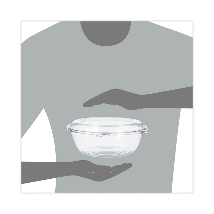 SafeSeal Tamper-Resistant, Tamper-Evident Bowls with Dome Lid, 48 oz, 8.9" Diameter x 3.4" h, Clear, Plastic, 100/Carton