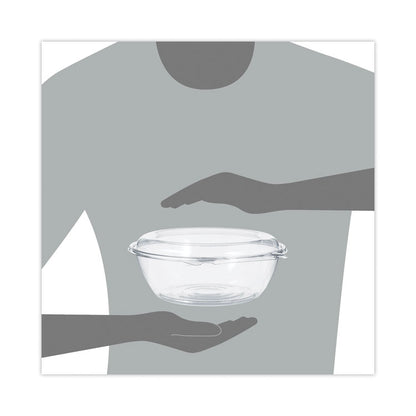 SafeSeal Tamper-Resistant, Tamper-Evident Bowls with Dome Lid, 48 oz, 8.9" Diameter x 3.4" h, Clear, Plastic, 100/Carton