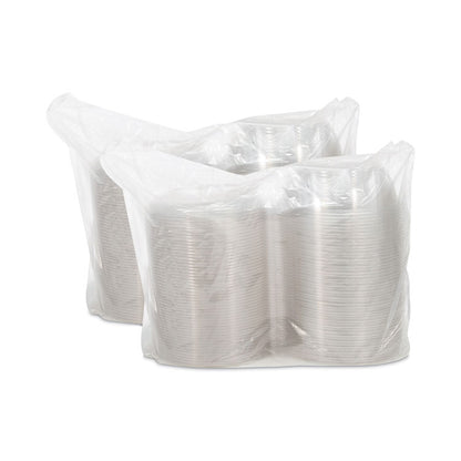 SafeSeal Tamper-Resistant, Tamper-Evident Bowls with Dome Lid, 48 oz, 8.9" Diameter x 3.4" h, Clear, Plastic, 100/Carton